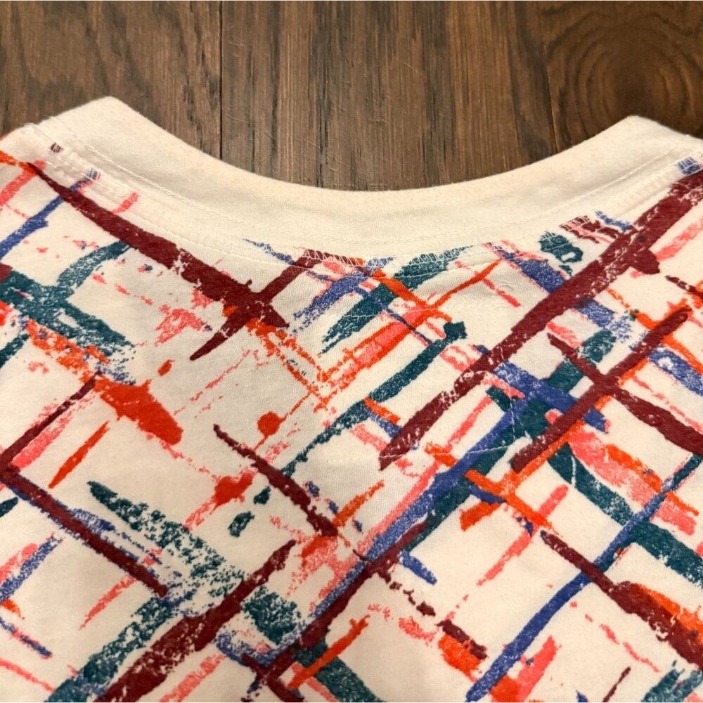 Y2K 2000's Mudd Colorful Splatter Print Long-Sleeve Abstract Pattern Medium Top - Picture 8 of 11